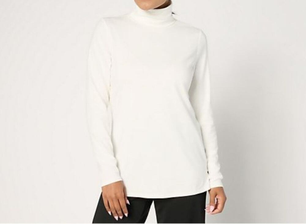 Belle Kim Gravel XXS Italian Cream Triplelux MicroRibbed Turtleneck A666954 NWOT